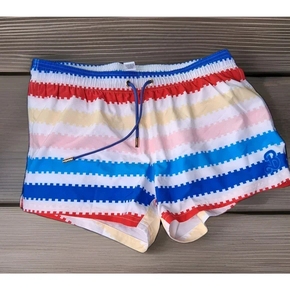 Bang Miami Swim Shorts Rainbow Stripe Mini Shorts .. Men .. Large - Picture 1 of 7